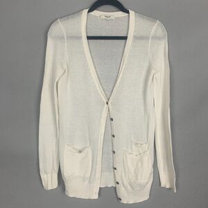 Madewell 1937 Ivory Lightweight Button Cardigan Small Classiccore Minimalist